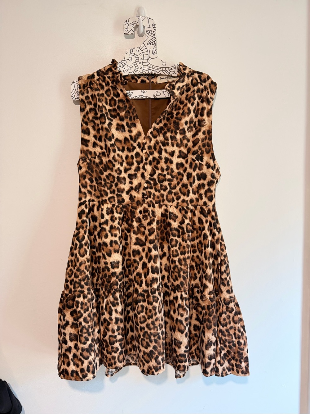 Impressions Girls Leopard Print Sleeveless Dress - Brown medium